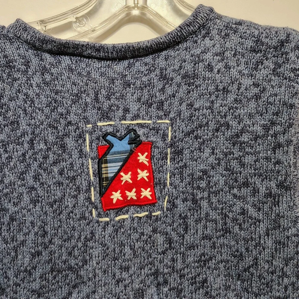 Bobbie Brooks Womens Blue‎ Santa Claus Christmas Sweater Vest Medium Zip up